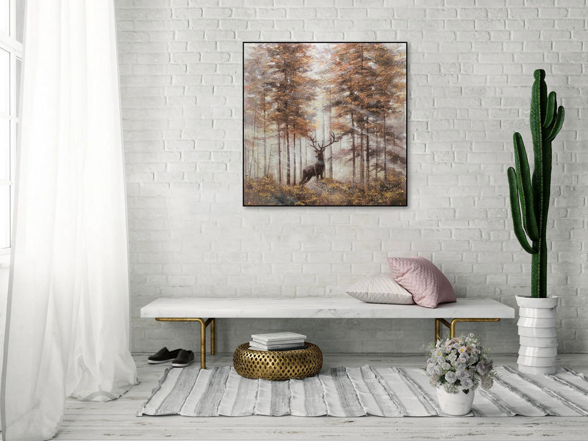 ACRYLBILD HANDGEMALT 80/80 cm - Beige/Braun, Holz/Textil (80/80cm) - KUNSTLOFT