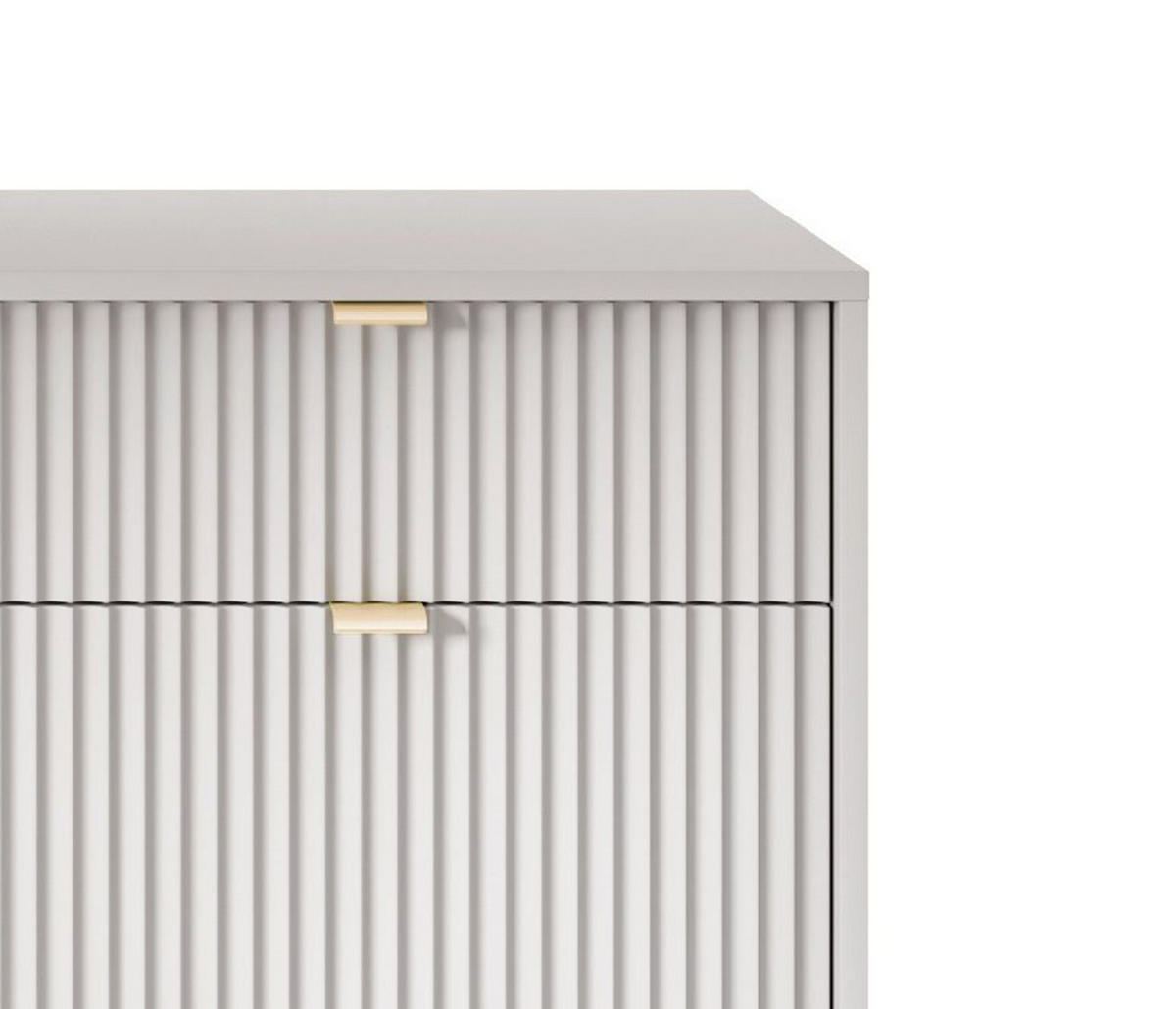 KOMMODE NOVA, Geriffelte Front, 2-Türen, 2-Schubladen 104x39x83 cm, Grau - Goldfarben/Graphitfarben, Holzwerkstoff/Kunststoff (104/83/39cm) - DomoHome