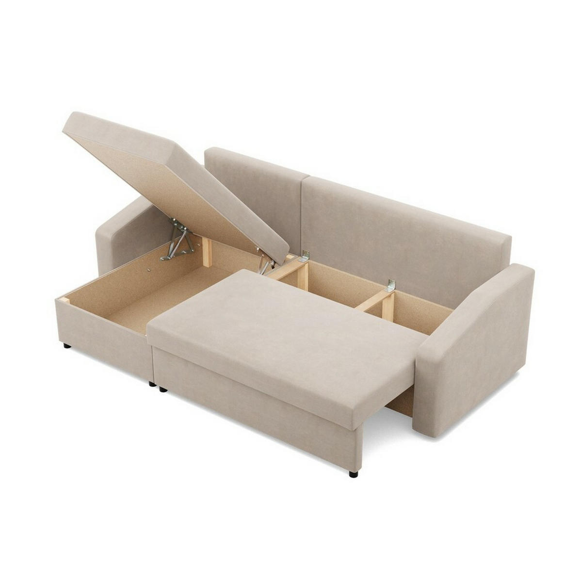 ECKSOFA Neo mit abgeschrägter Armlehnen beige - Beige, Textil (231/140cm) - SIMKAM Furniture