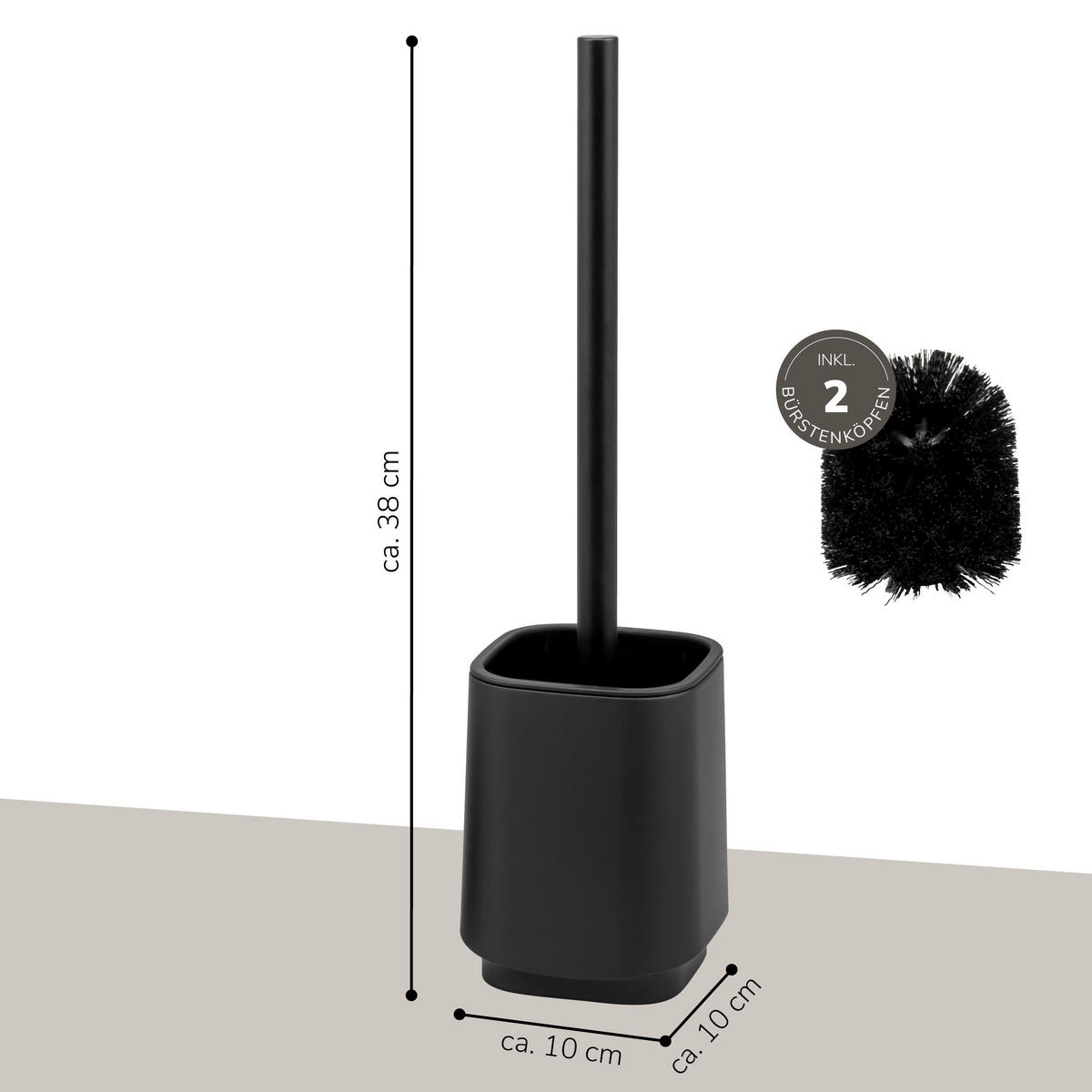 WC-GARNITUR VALONA, Soft-Touch, schwarz - Schwarz, Kunststoff (10/38/10cm) - eluno