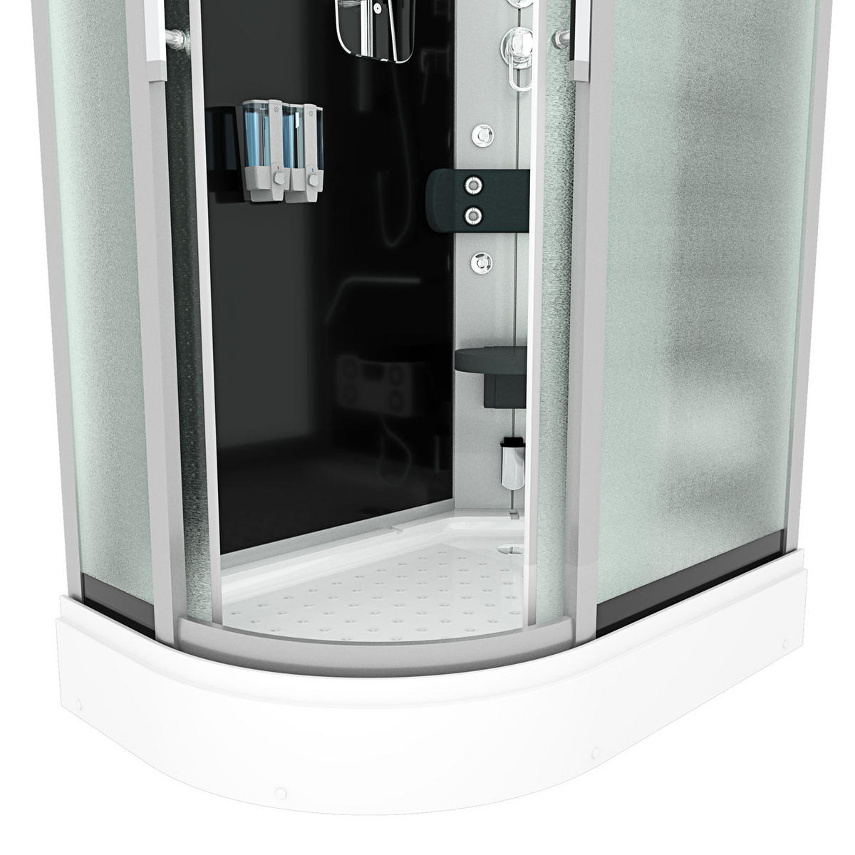 DUSCHE Duschkabine D60-73M0L-EC Schwarz 120x80 - Schwarz, Glas/Kunststoff (120/80/215cm) - AcquaVapore by Sandra Jentho