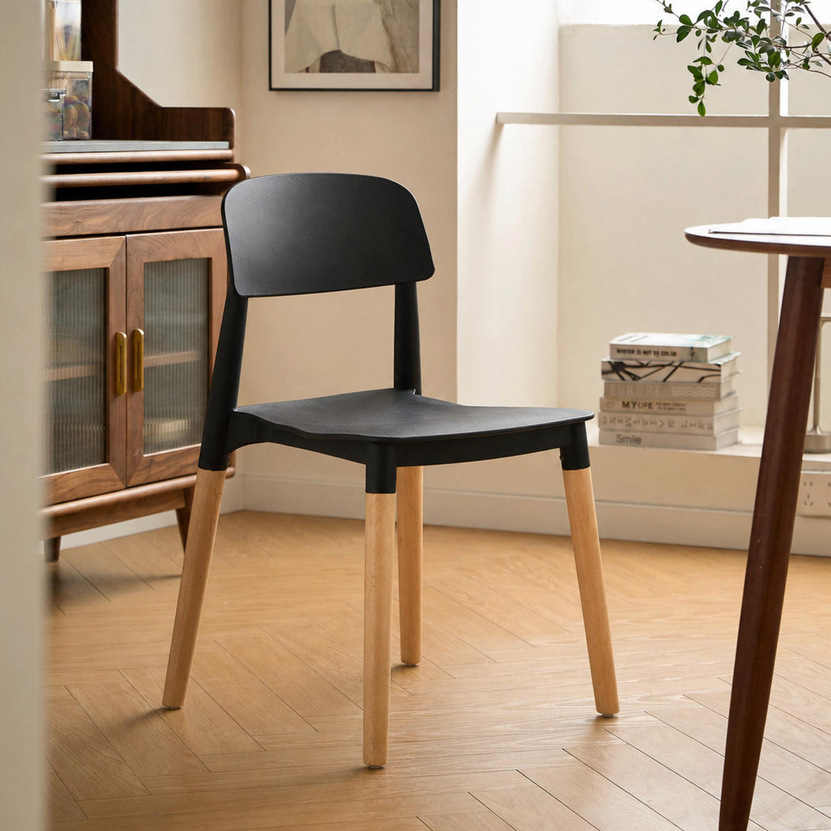 STUHL 4er-Set Polypropylen Schwarz - Schwarz, Kunststoff (45/75/46cm) - Nordlys