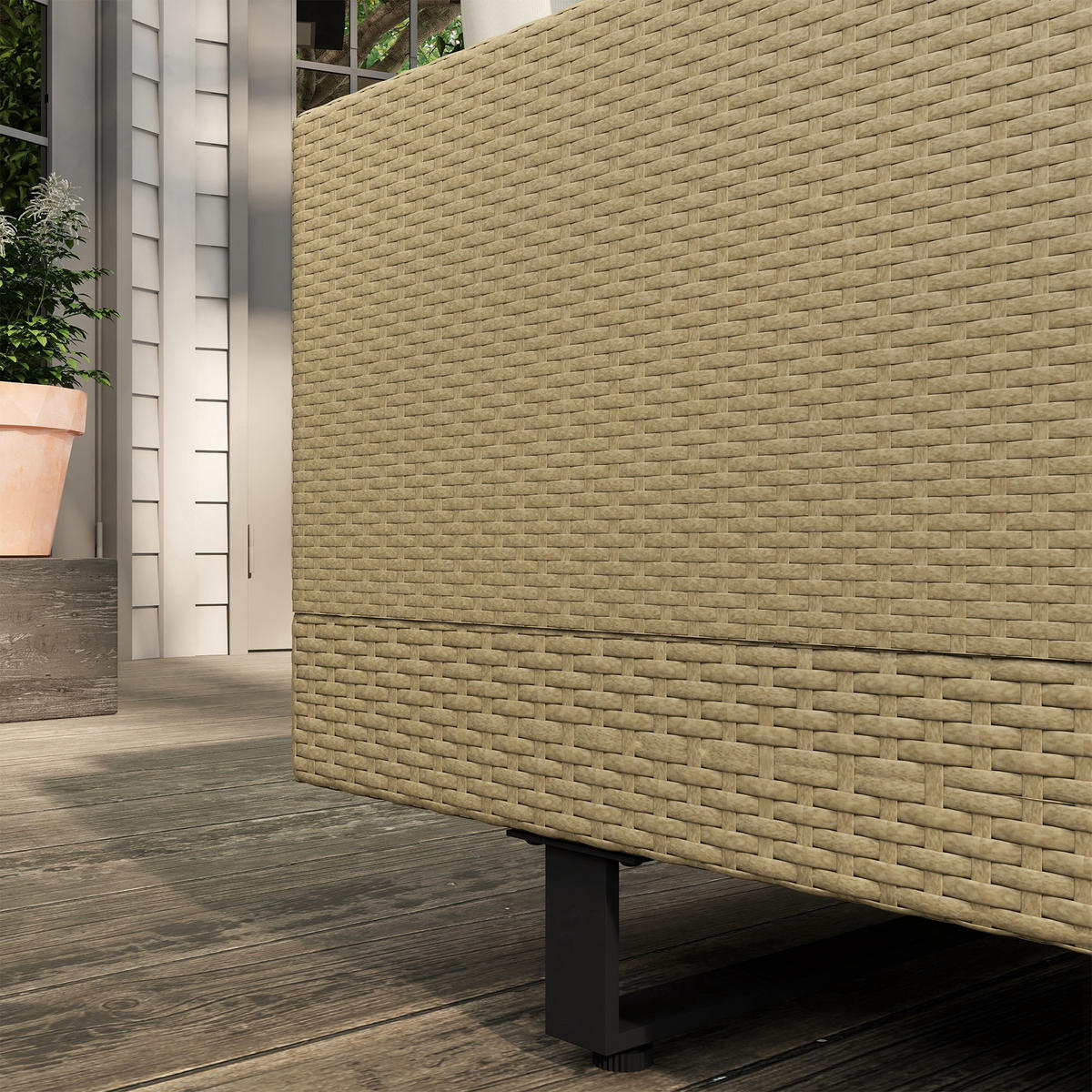 GARTENLOUNGE DE-13588 5‑sitzig mit Glastisch, abnehmbaren Bezügen Beige - Beige, Kunststoff/Metall - ComfortXL