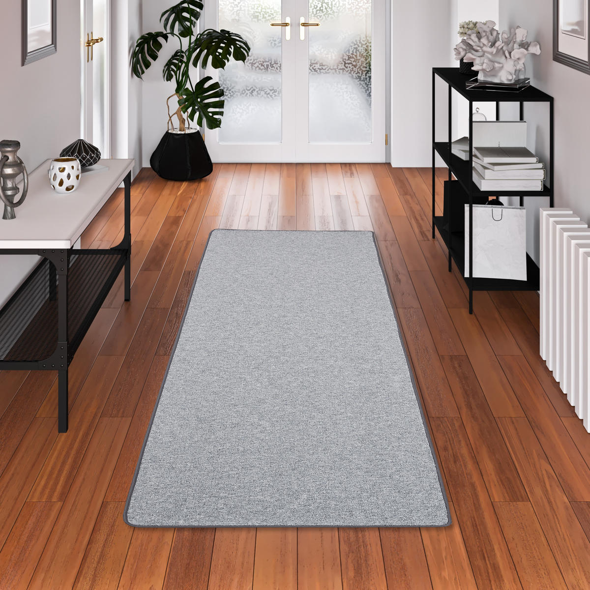 FEINSCHLINGEN VELOUR LÄUFER TEPPICH STRONG - Silberfarben, Textil (100/100cm) - Snapstyle