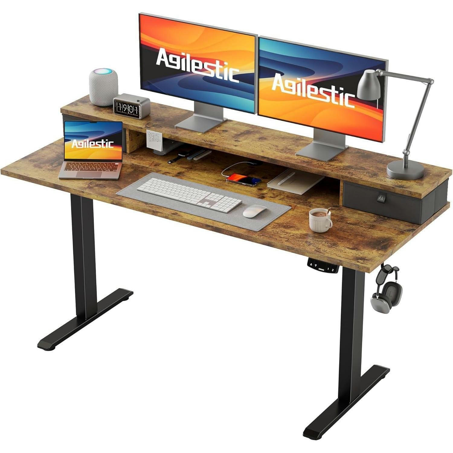 SCHREIBTISCH Höhenverstellbar Elektrisch 140 x 60 cm Braun - Braun, Holzwerkstoff (140/60/75cm)