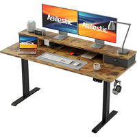 SCHREIBTISCH Höhenverstellbar Elektrisch 140 x 60 cm Braun - Braun, Holzwerkstoff (140/60/75cm)