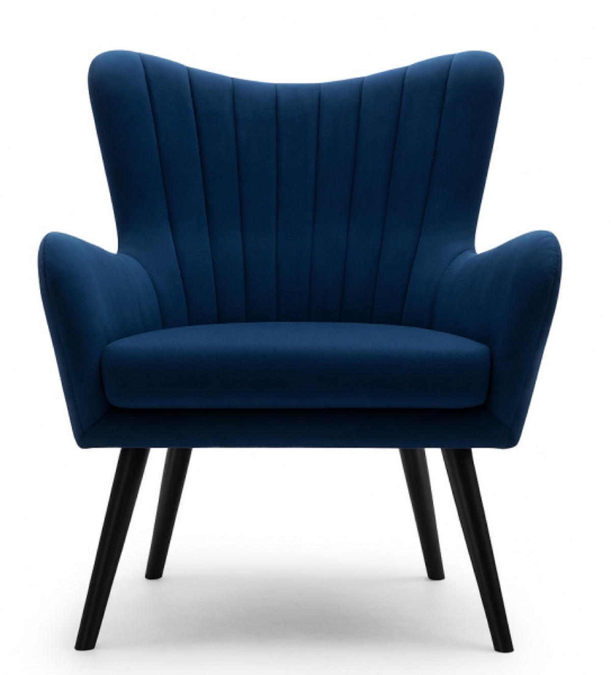 SESSEL Granatowy TEDI Mit Holzbeinen Gepolstert Aus Stoff Velluto - Dunkelblau, Textil (76/100/78cm) - Sepro Meble