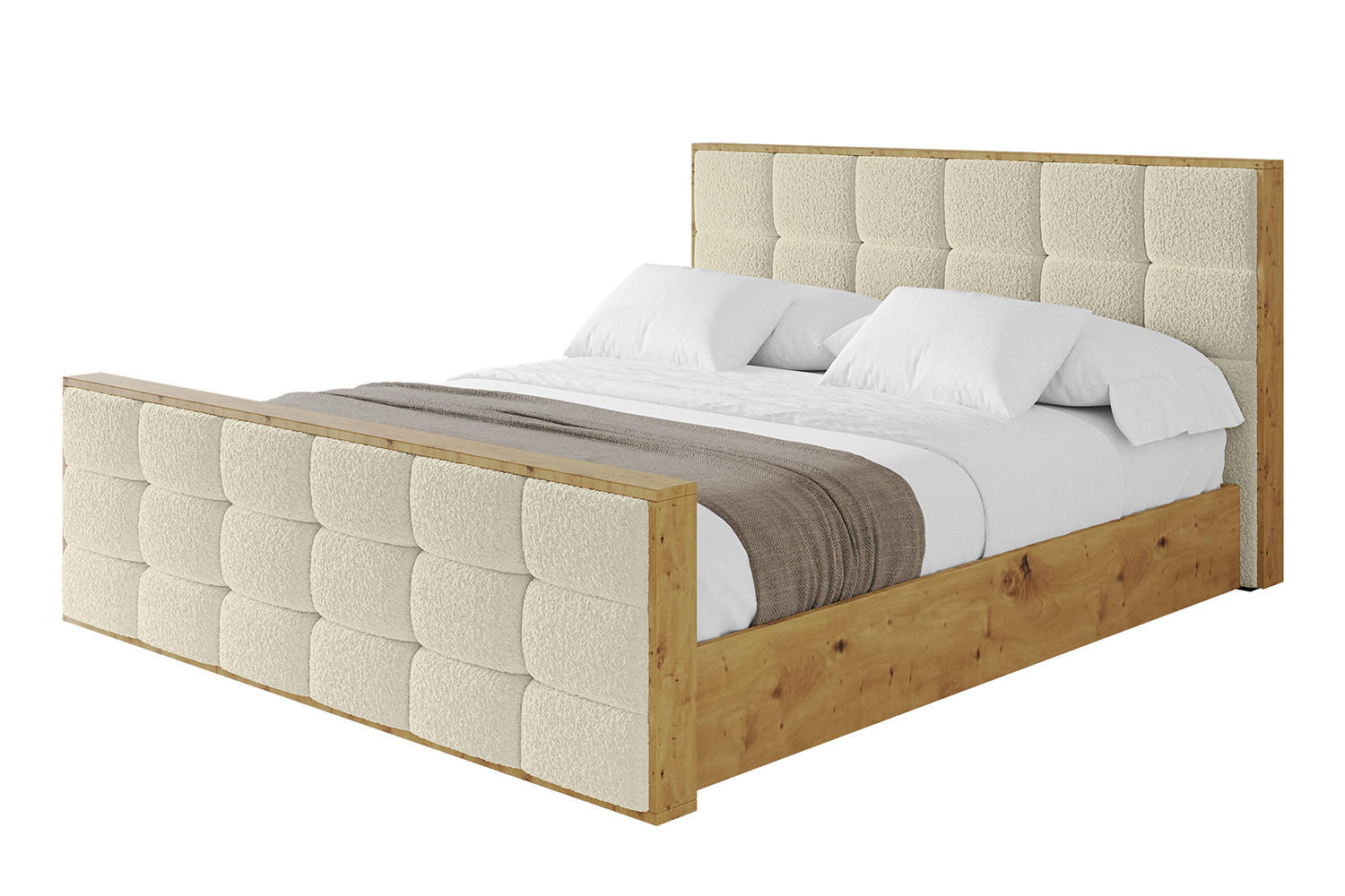 POLSTERBETT mit Bettkasten, Fußteil und Lattenrost, Boxbett mit Matratze H3/H4 - ENZO2-Z 180x200 Beige - Taupe, Holzwerkstoff/Textil (180/200cm) - ALTDECOR
