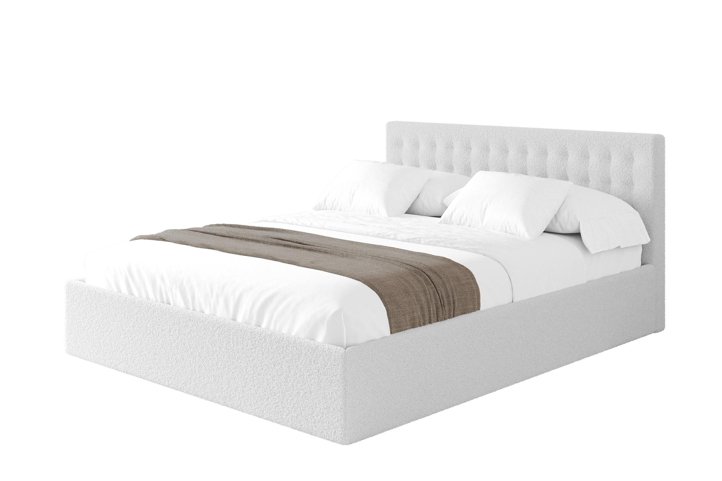 POLSTERBETT mit Bettkasten und Lattenrost, Boxbett ohne Matratze - PARI 180x200 Weiß - Weiß, Holzwerkstoff/Textil (180/200cm) - ALTDECOR