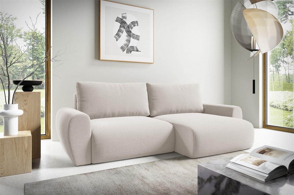 ECKSOFA Galan Mit Schlaffunktion - Weiß, Holzwerkstoff/Textil (153/253cm) - Fun Möbel