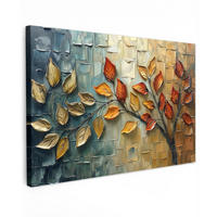 LEINWANDBILD Baum - Abstrakt - Natur - Kunst Wohnzimmer Groß 120x80 cm - Goldfarben, Textil (120/80cm) - MuchoWow