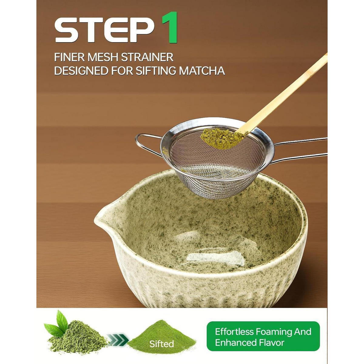 MATCHA Set 7-teiliges traditionelles Set mit Bambus-Schneebesen und Schale - Schwarz, Keramik (15/10/20cm)