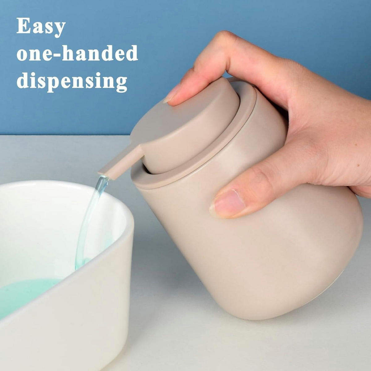 SEIFENSPENDER Keramik Khaki 350ml - Olivgrün, Keramik (9/12/9cm)