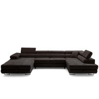 ECKSOFA U-Form WILD U Rechts mit Schlaffunktion 130x260 Chenille Dunkelbraun - Dunkelbraun/Silberfarben, Holz/Textil (350/90/203cm) - Muffo