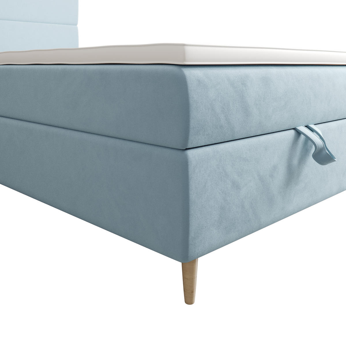 BOXBETT FLO 90x200 Itaka 13, mit Matratze H3, Bonell und Topper, Hellblau - Hellblau, Holz/Textil (90/200cm) - Bedante
