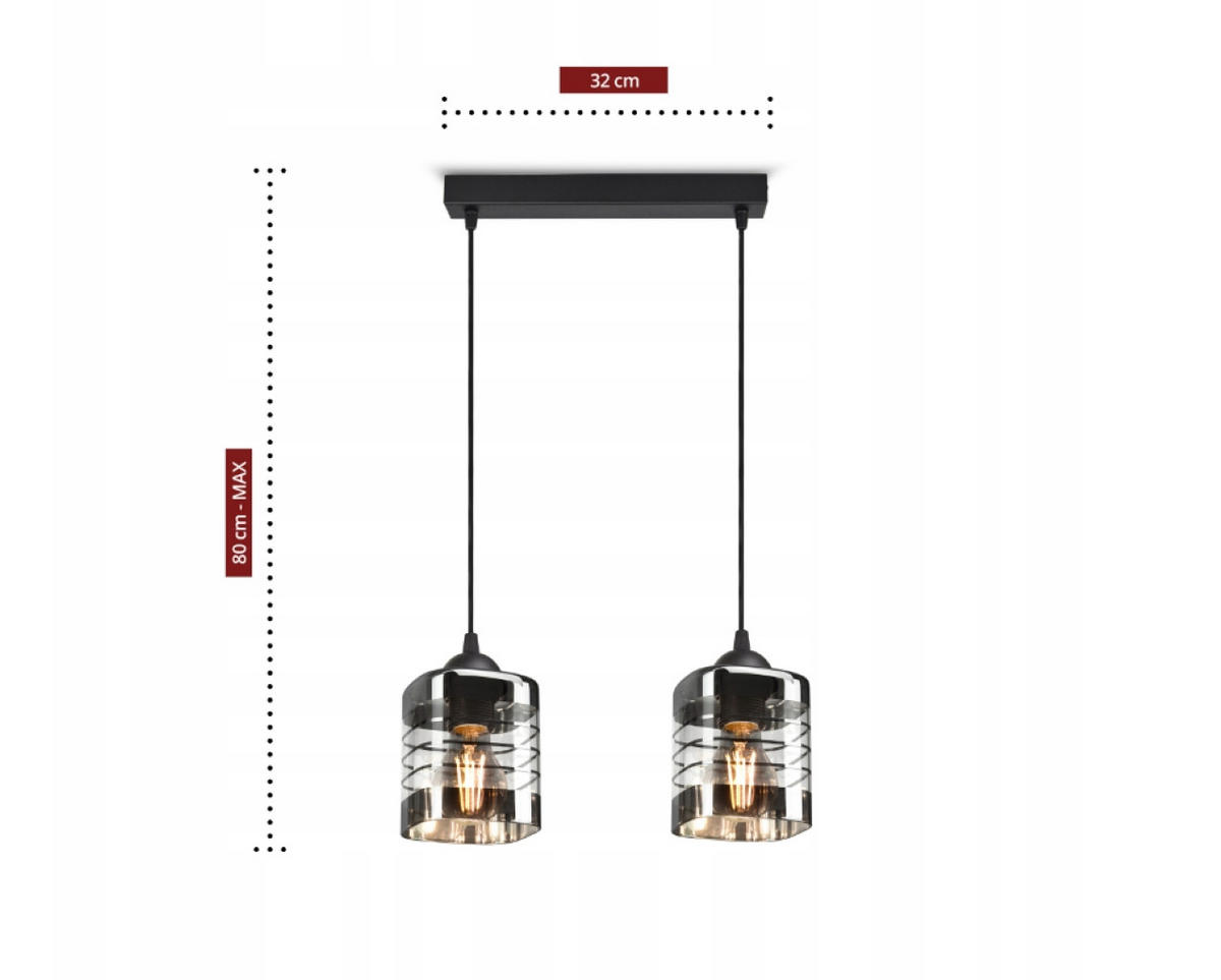 PENDELLEUCHTE TRAGLAS - Transparent/Schwarz, Glas/Metall (10/35/80cm) - kiki design