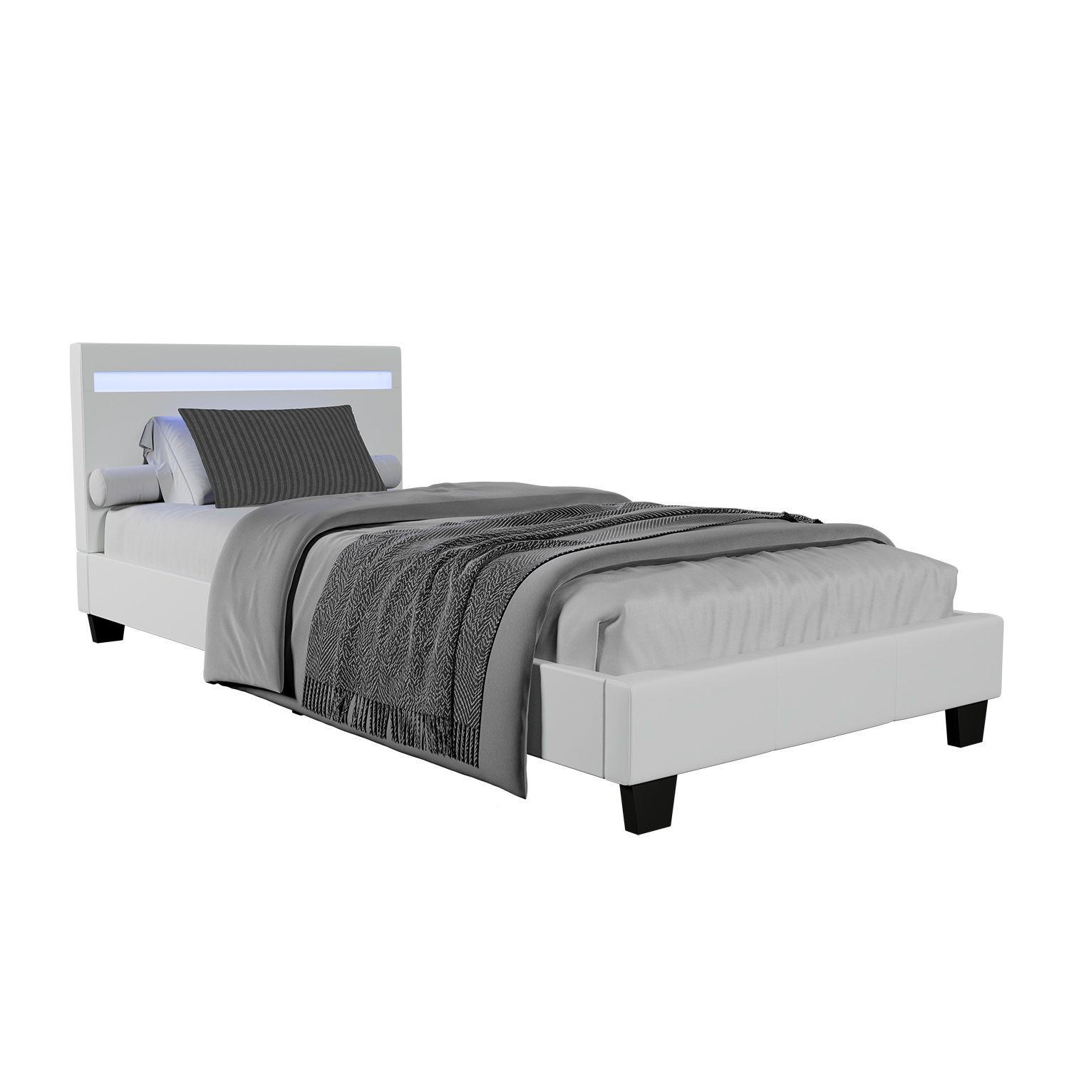 POLSTERBETT Verona mit LED weiß 90x200cm - Weiß, Holz (95/200cm) - Juskys