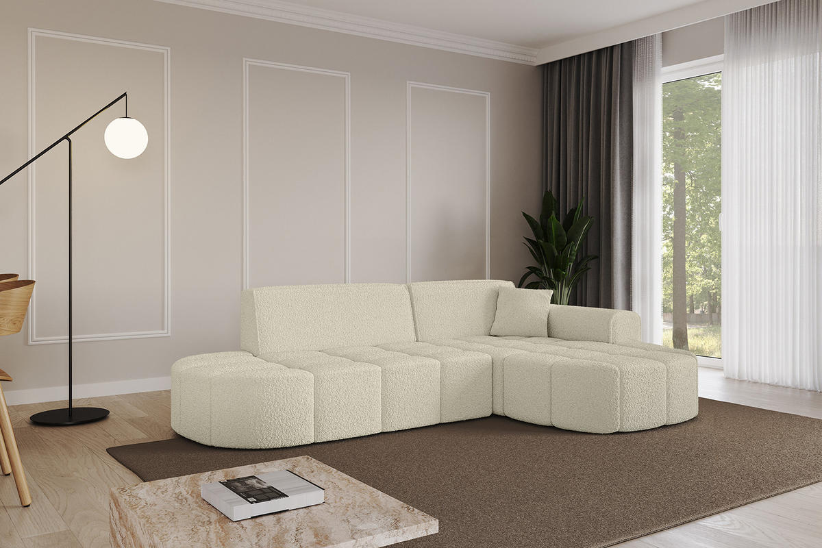 ECKSOFA Ottomane Rechts LIVO-L1 - 252x173x79,5 cm Beige - Beige, Holzwerkstoff/Textil (252/173cm) - ALTDECOR