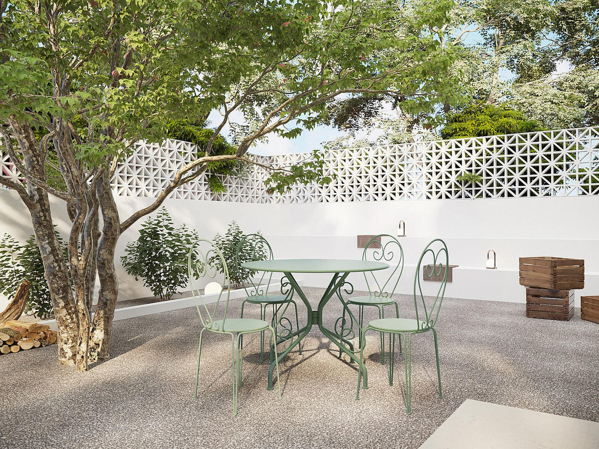 GARTENTISCH - D. 120 cm - Metall in Eisenoptik - Mandelgrün - GUERMANTES von MYLIA - Grün, Metall - Vente-Unique