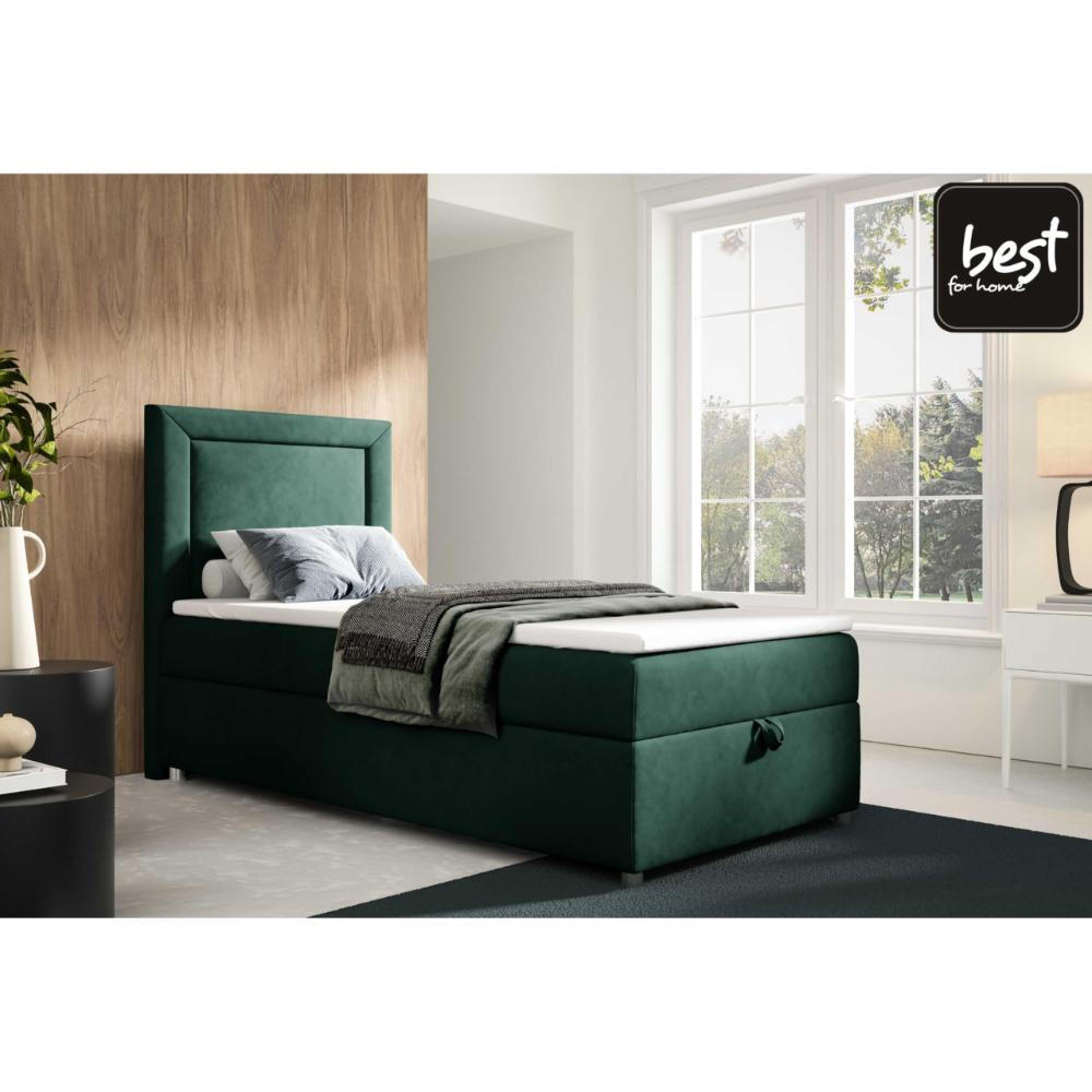 BOXBETT mit Bettkasten Trinity K3-SINGLE Bonellfederkern inkl. Topper - Grün, Holz/Holzwerkstoff (100/200cm) - Best For Home