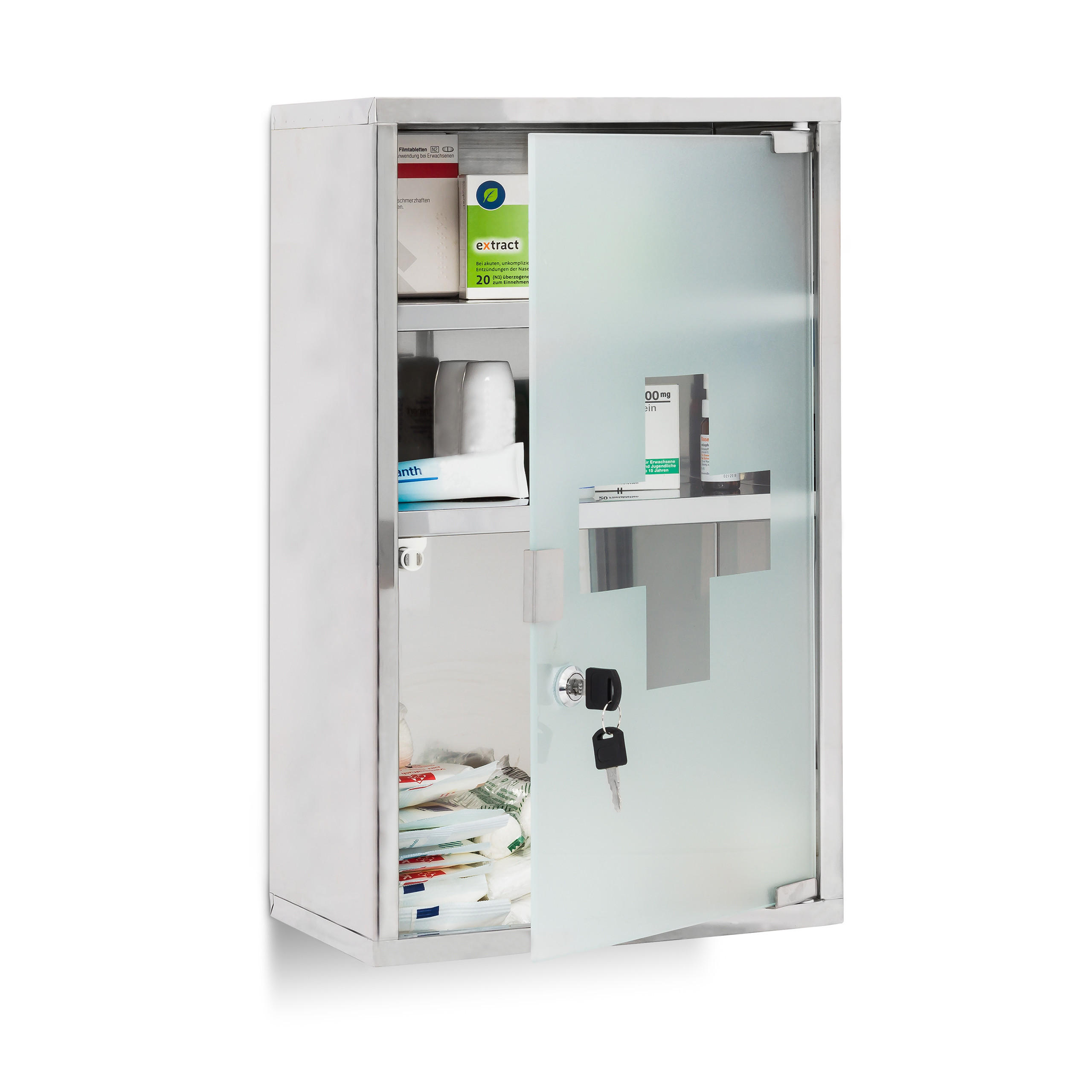 MEDIZINSCHRANK - Multicolor, Glas/Metall (30/50.5/18cm) - Relaxdays