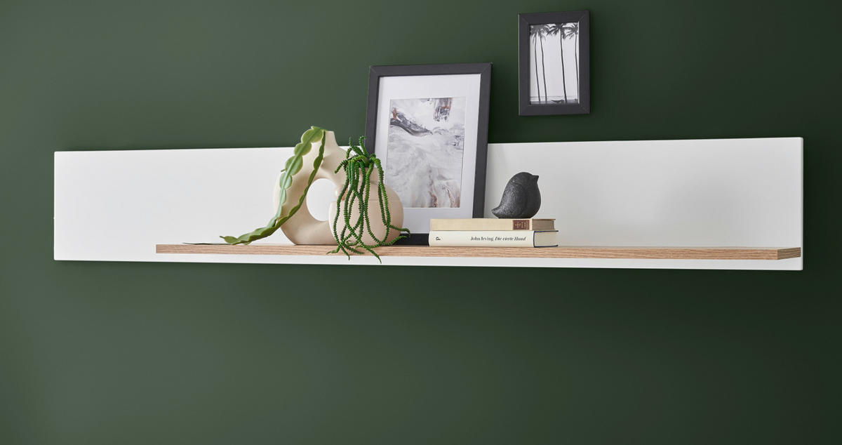 WANDBOARD weiß matt, Eiche, Wandregal 150 cm - Eichefarben/Weiß, Holzwerkstoff (150/22/21cm) - Furn.Design