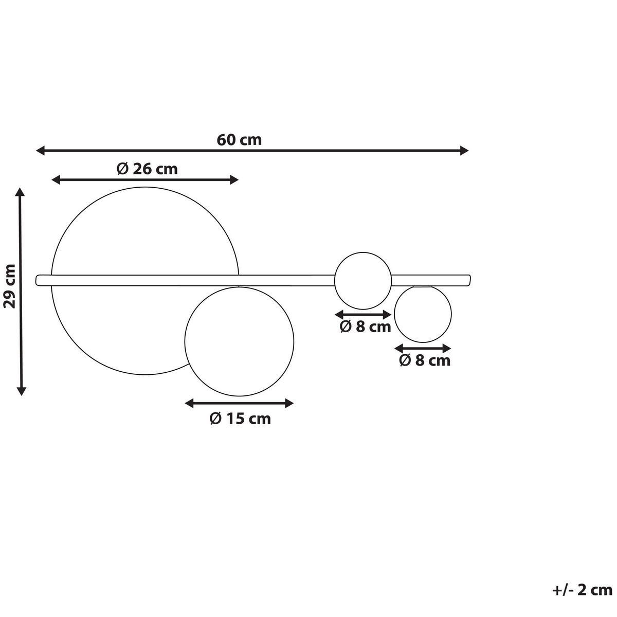 WANDLEUCHTE Parita 4/60/29 cm - Schwarz, Metall (60/29/4cm) - Beliani