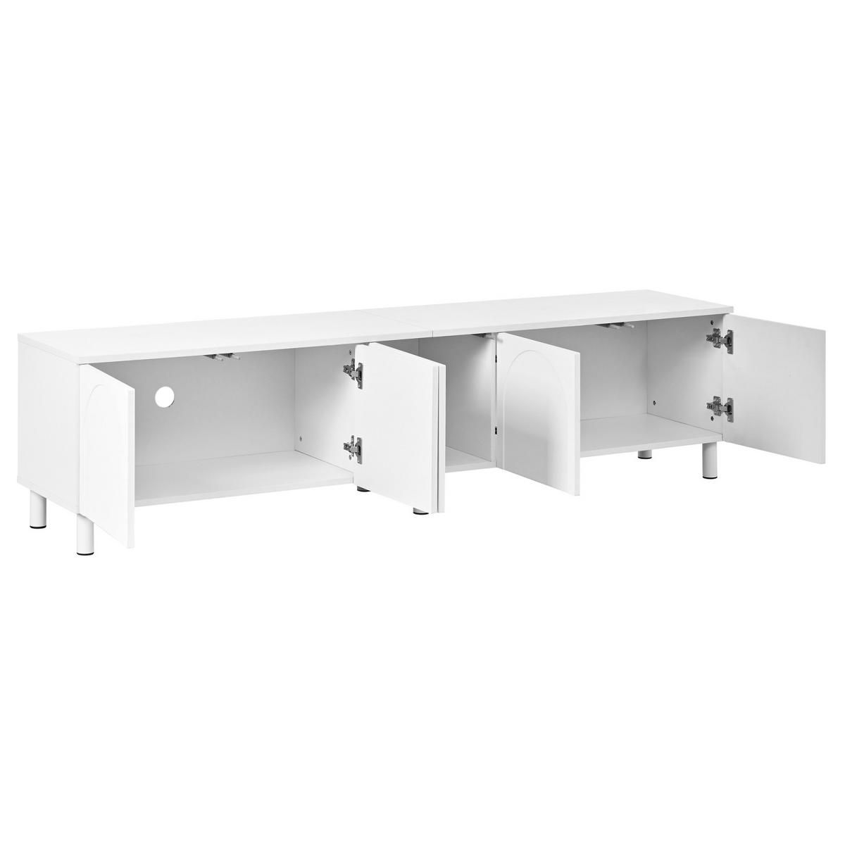 TV-LOWBOARD 180 x 38 x 45 cm aus MDF/Spanplatte, 5 Türen, Metallfüße, Weiß - Weiß, Holzwerkstoff (180/45/38cm)