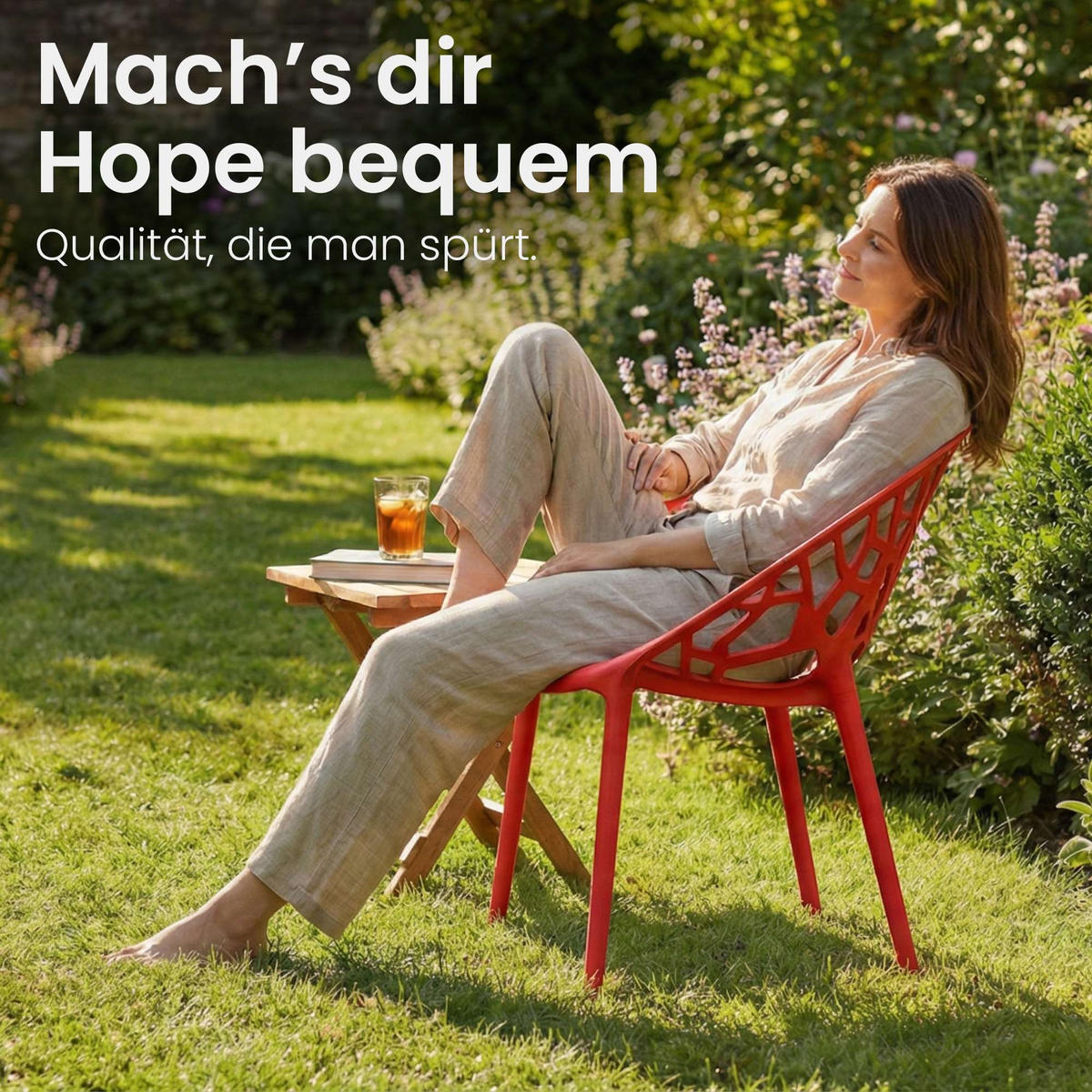 GARTENSTUHL Kunststoff Rot - Rot, Kunststoff (59/80/60cm) - CLP
