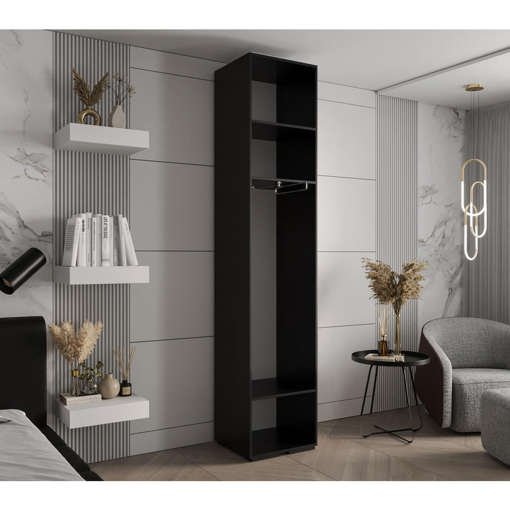 Thumbnail - Abiks Möbel Drehtürenschrank, Schwarz, Gold, Metall, Nachbildung, 50x236.7x47 cm, Schlafzimmer, Kleiderschränke, Drehtür...