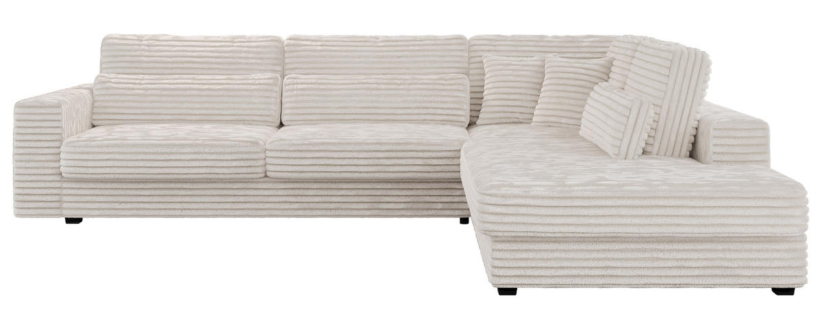 ECKSOFA Savona Beige breiter Cord - rechts - Beige/Schwarz, Kunststoff/Textil (249/316cm) - MKS