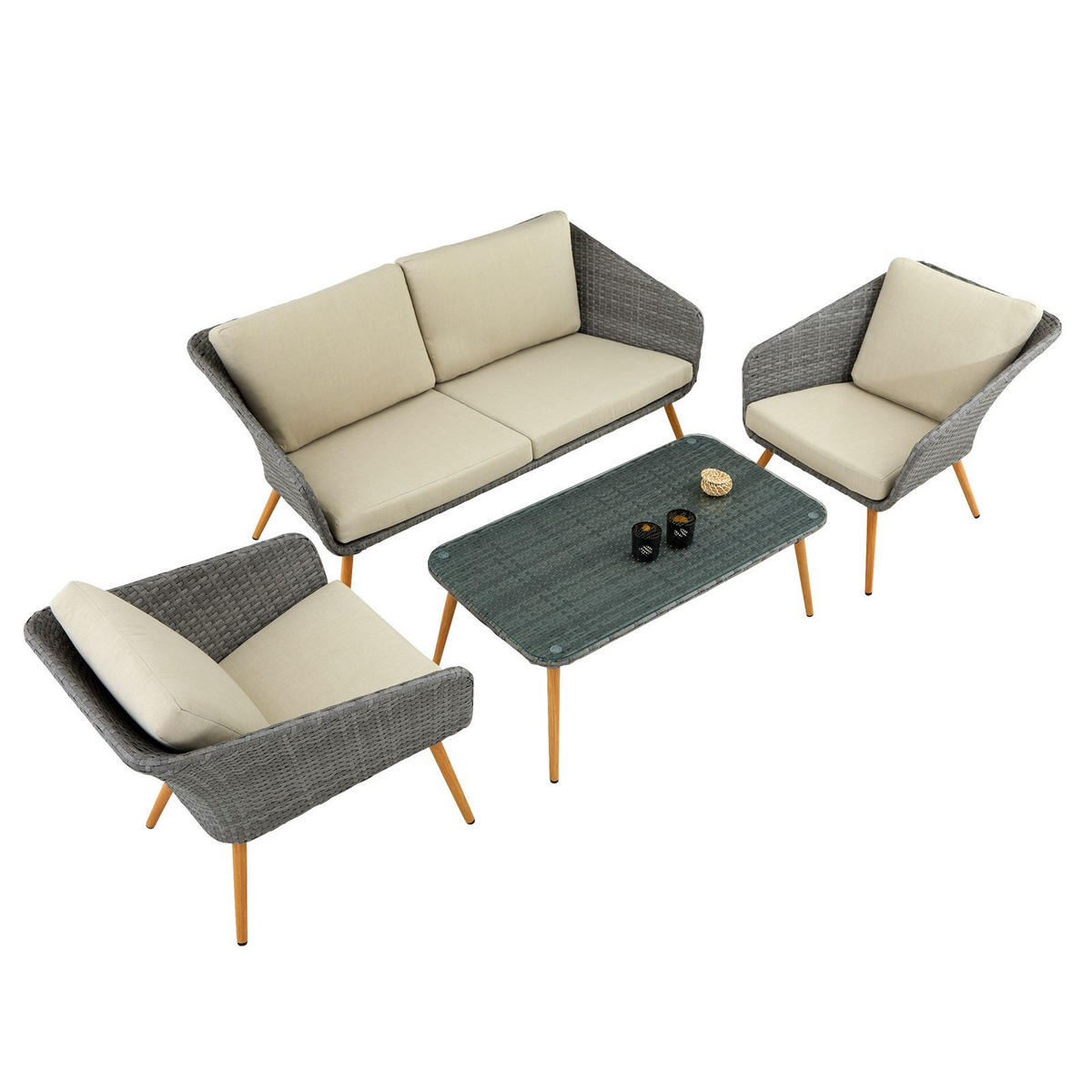 GARTENMÖBELSET ANTALYA - Braun/Grau, Metall - IDIMEX