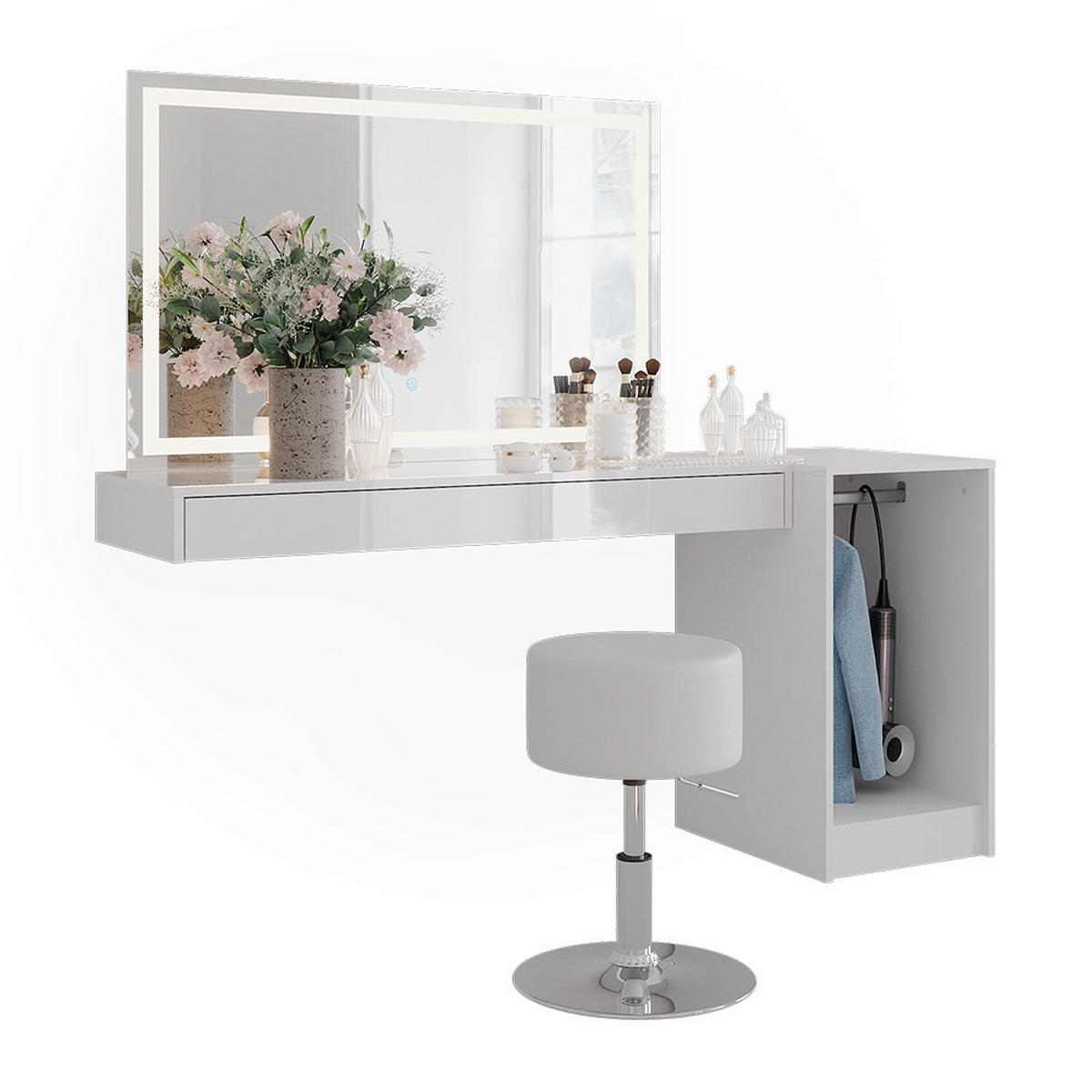 TOALETNÍ STOLEK Sherry Bílá - bílá, kompozitní dřevo (120/12/40.1cm) - Vicco