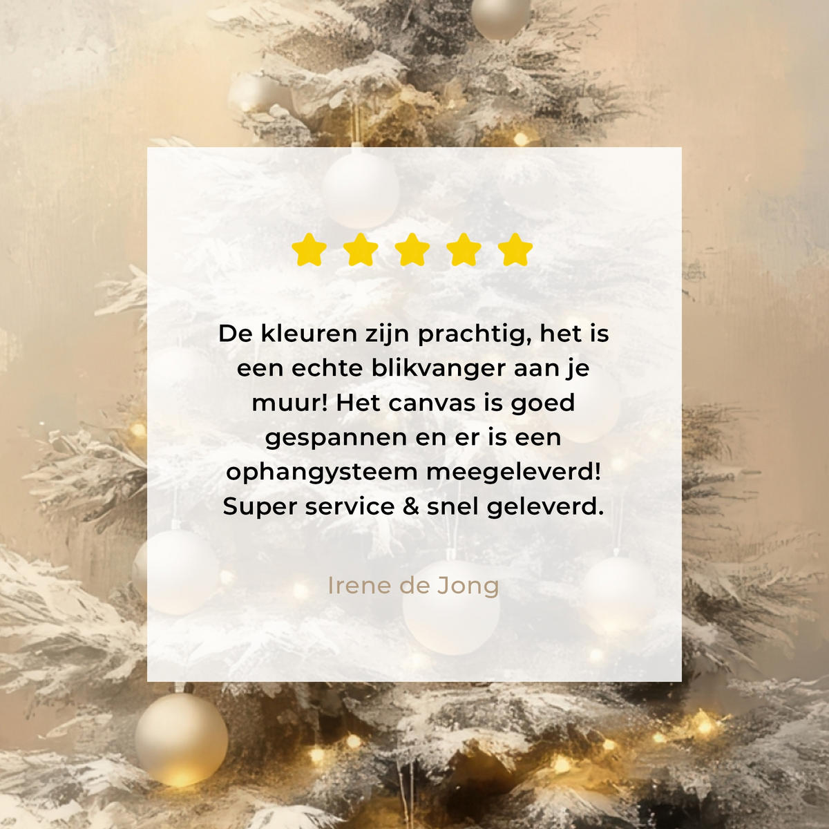 LEINWANDBILD Weihnachten - Weihnachtsbaum - Schnee - Kunst Deko Groß 90x90 cm - Champagner, Textil (90/90cm) - MuchoWow