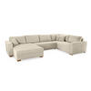 WOHNLANDSCHAFT Schlaffunktion Bettkasten Wellenunterfederung, spiegelverkehrt montierbar U-Form B379/T227/H86 cm, Cord Beige Grau / 15200 - Greige/Eichefarben, Holz/Textil (379/86/227cm) - luma-home