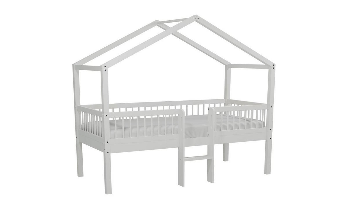 HAUSBETT HALBHOCH 90x200 Keeley Buche Weiß Leiter Mitte - Weiß, Holz (90/200cm) - 58aufmkessel