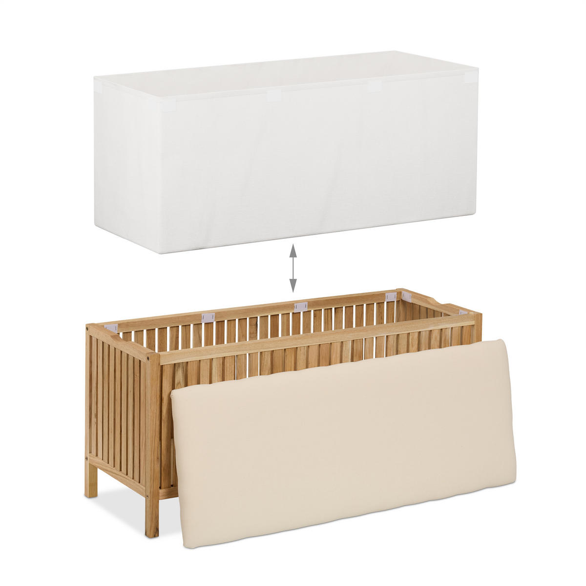 WÄSCHETRUHE - Hellbraun, Holz/Textil (100/50/38cm) - Relaxdays