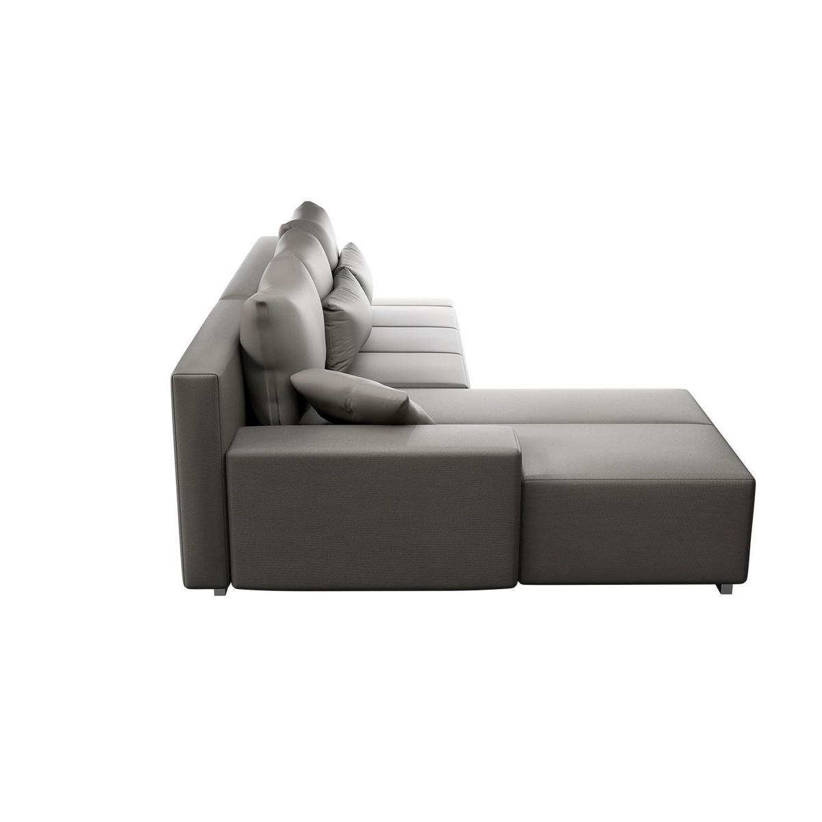 SOFA Davos mit Ottomane links hellgrau inkl LED - Hellgrau, Textil (260/180cm) - Juskys