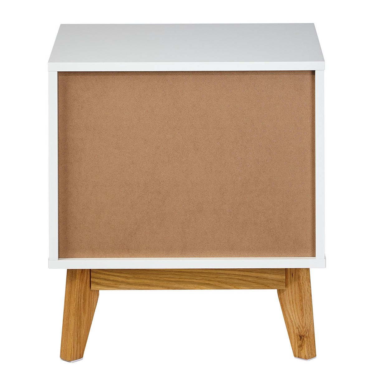 NACHTKOMMODE mit 2 Schubladen - MDF / Massivholz - Weiß, Holz/Holzwerkstoff (48/53/40cm) - home24