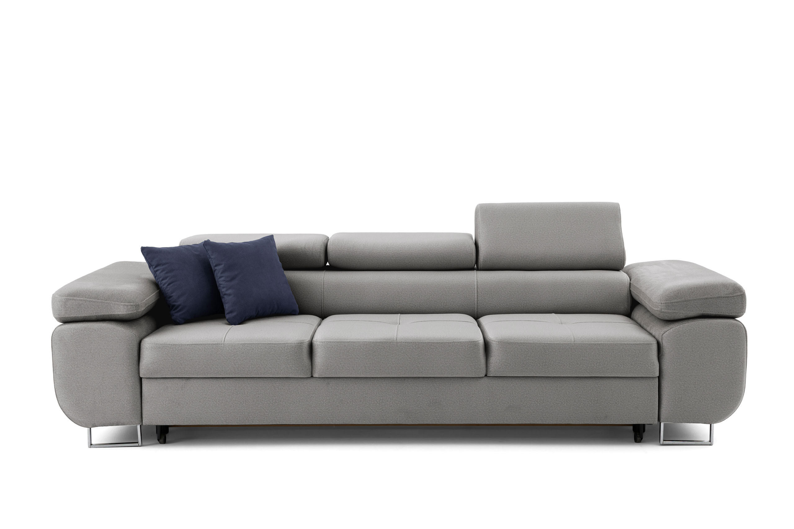 3-SITZER-SOFA WILD Grau - Chromfarben/Grau, Holz/Textil (262/90/102cm) - Muffo