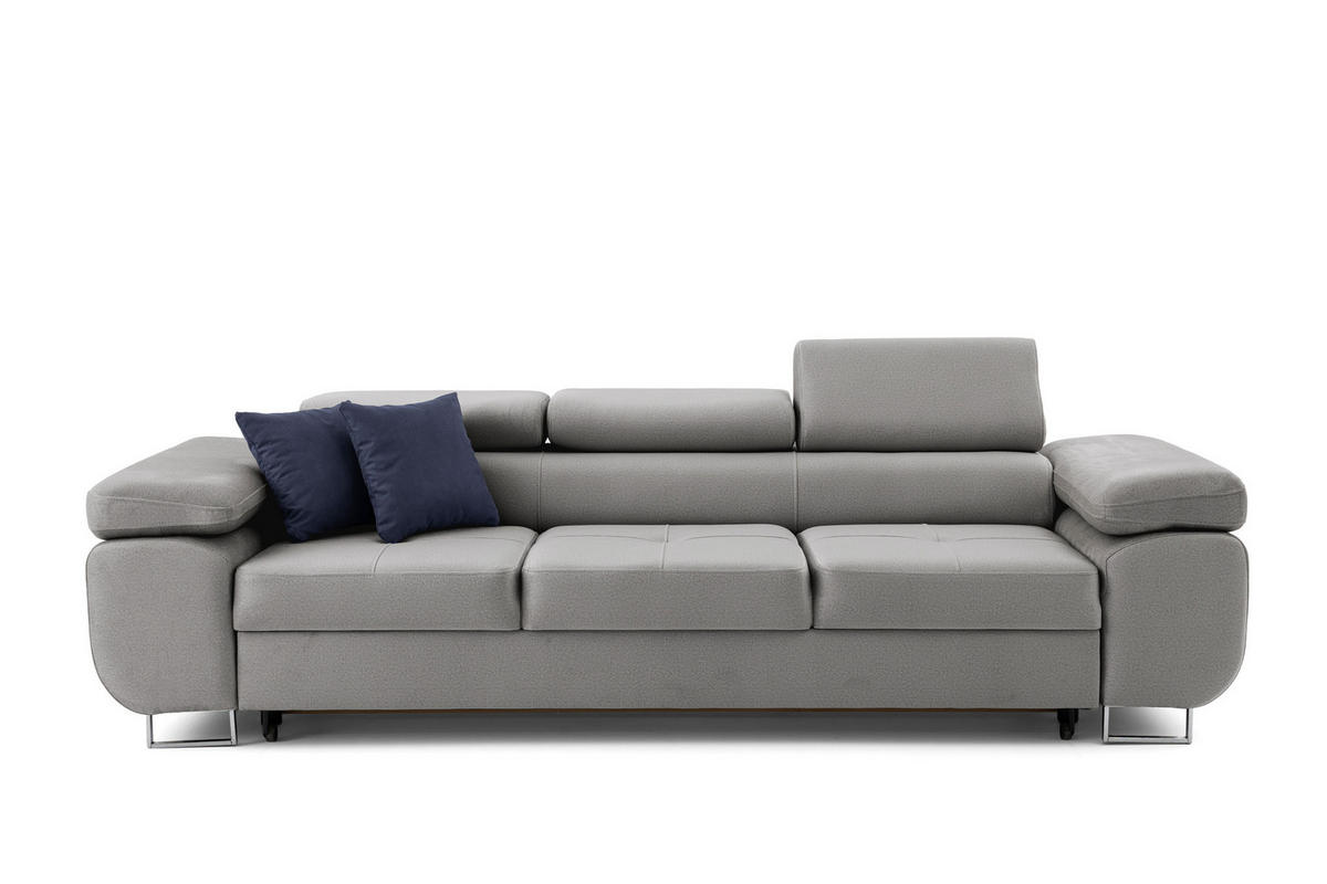 3-SITZER-SOFA WILD Grau - Chromfarben/Grau, Holz/Textil (262/90/102cm) - Muffo