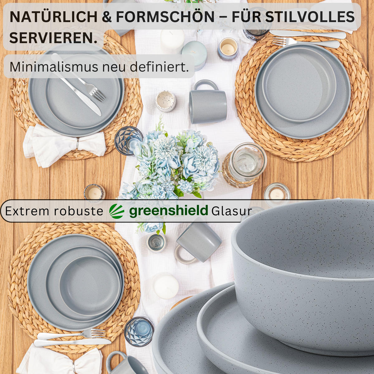 TAFELSERVICE LEEDS STERLING - 36 teilig aus Steingut 12 Personen - Grau, Stein (50/30/80cm) - Sänger