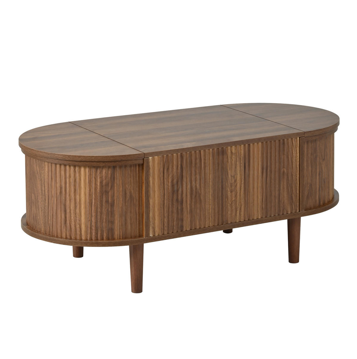 COUCHTISCH 100/48/53,5 cm mit höhenverstellbarer Tischplatte, Klappfächern und MDF-Korpus, Nussbaum - Walnussfarben, Holzwerkstoff (100/48/53.5cm) - Redom