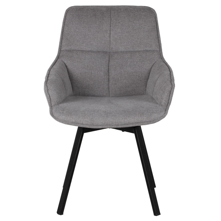 ESSTZIMMERSTUHL 2er Set drehbar aus Stoff, grau - Grau, Metall (58/86/61cm) - Giga Meubel