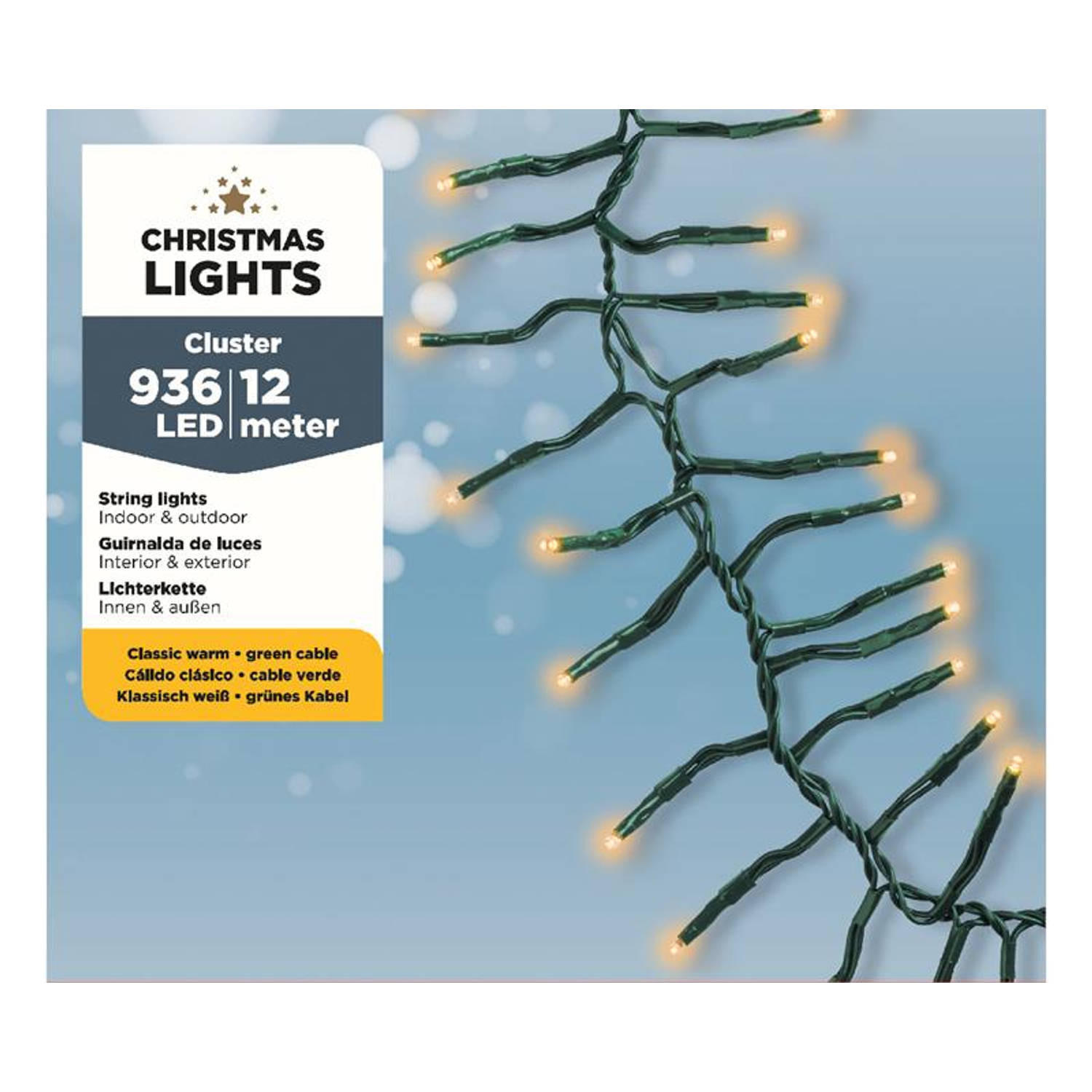 LICHTERKETTE Cluster Compact, 936 LED-Leuchten, klassisch weiß, 12m - Weiß, Kunststoff (1200cm) - Lumineo