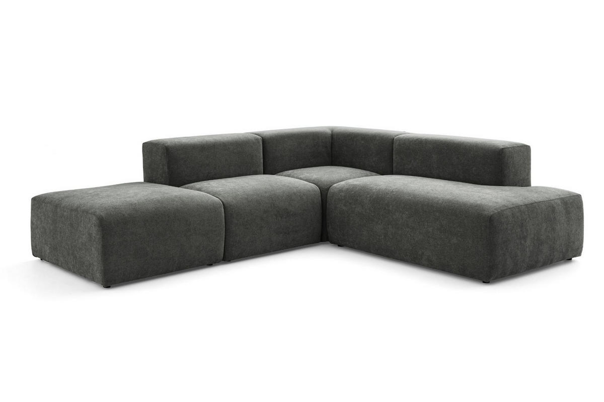 4-SITZER modulares Ecksofa HEAVEN SET 3 Rechts, Breite 270 cm Webstoff Dunkelgrau - Dunkelgrau/Schwarz, Holz/Kunststoff (270/245cm) - Muffo
