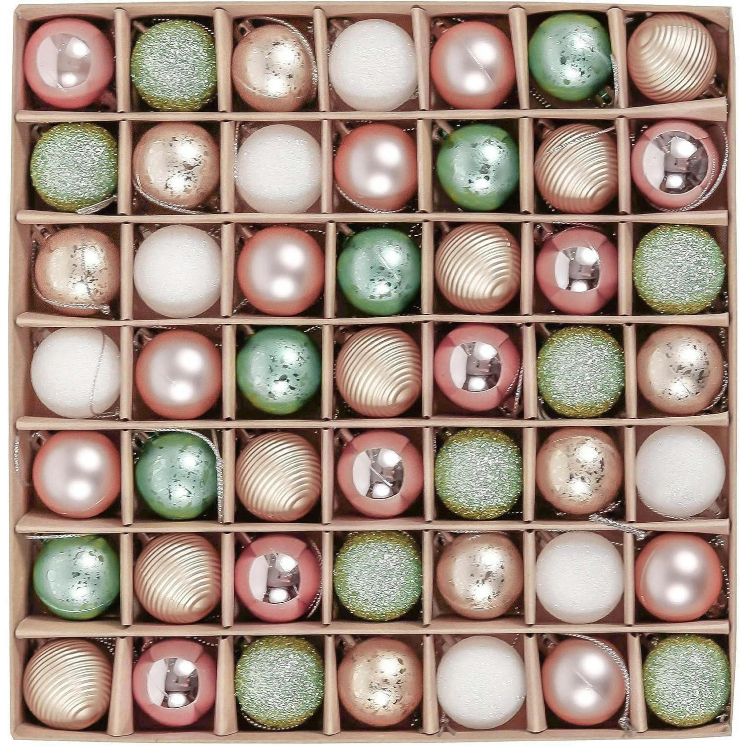 WEIHNACHTSKUGELN 49-teiliges Set Rosa Grün Gold - Multicolor, Kunststoff (3/3/3cm)