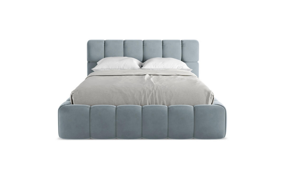 POLSTERBETT mit Bettkasten und Lattenrost 160x228 Blau - Blau/Schwarz, Kunststoff/Textil (140/200cm) - Makamii