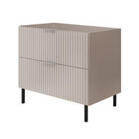 WASCHBECKUNTERSCHRANK, Kaschmir, 80 x 77 x 46 cm, silberner Griff, schwarze Beine, ohne Top - Beige/Silberfarben, Holzwerkstoff (80/77/46cm) - 3XE LIVING
