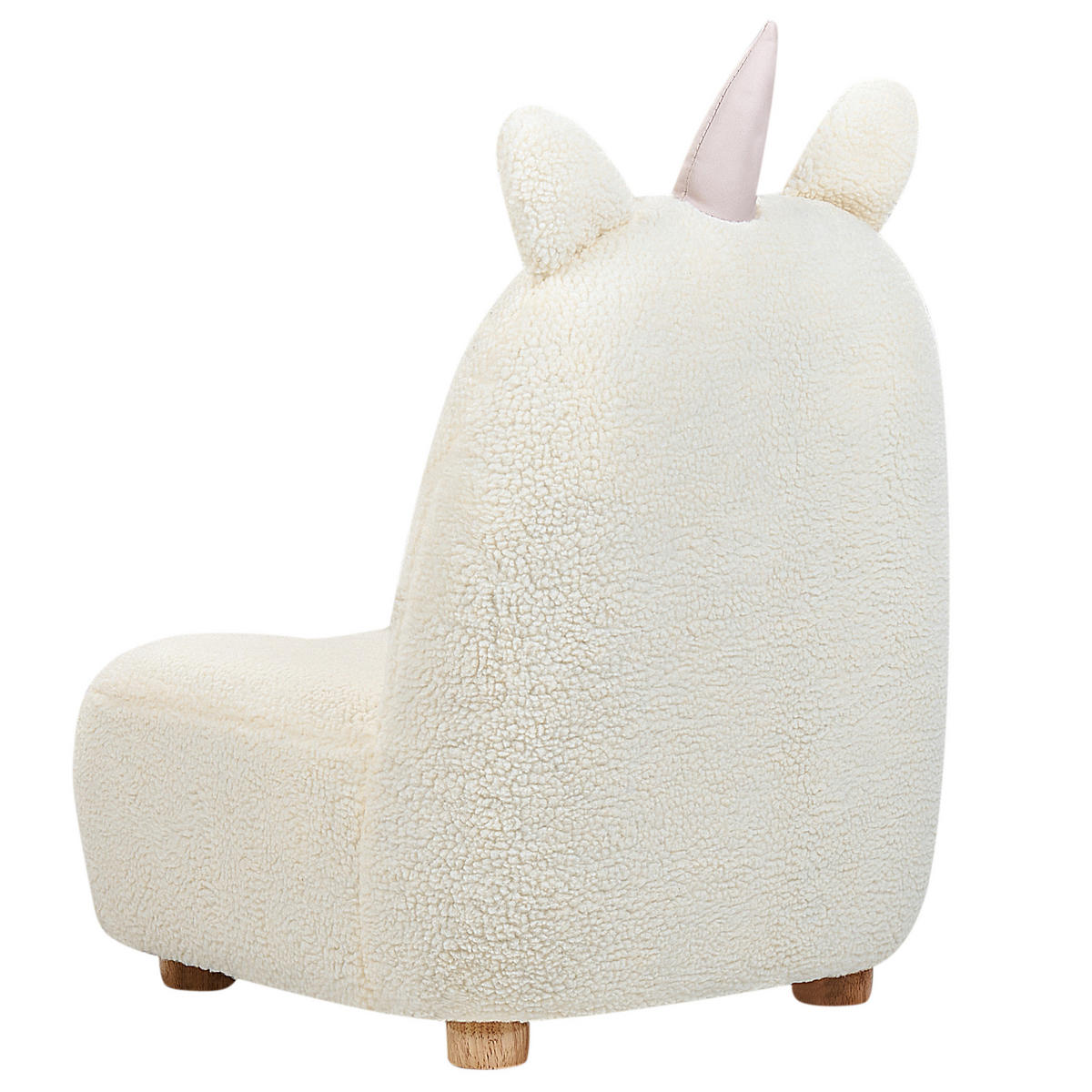 KINDERSESSEL Teddy-Optik cremeweiß Tierform Einhorn Lulea - Hellbraun/Weiß, Kunststoff/Textil (50/75/54cm) - Beliani